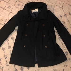BLACK FELT PEACOAT